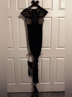 Rare gothic black lace Jessica Mcclintock maxi dress